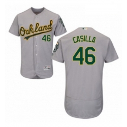 Mens Majestic Oakland Athletics 46 Santiago Casilla Grey Flexbase Authentic Collection MLB Jersey