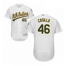 Mens Majestic Oakland Athletics 46 Santiago Casilla White Flexbase Authentic Collection MLB Jersey