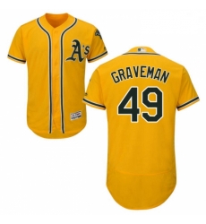 Mens Majestic Oakland Athletics 49 Kendall Graveman Gold Flexbase Authentic Collection MLB Jersey