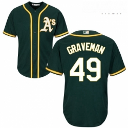 Mens Majestic Oakland Athletics 49 Kendall Graveman Replica Green Alternate 1 Cool Base MLB Jersey 
