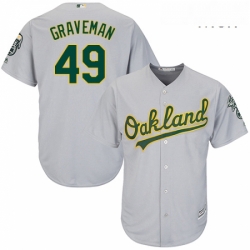 Mens Majestic Oakland Athletics 49 Kendall Graveman Replica Grey Road Cool Base MLB Jersey 