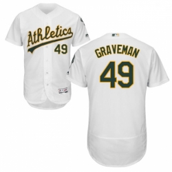 Mens Majestic Oakland Athletics 49 Kendall Graveman White Flexbase Authentic Collection MLB Jersey