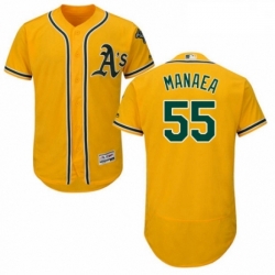 Mens Majestic Oakland Athletics 55 Sean Manaea Gold Alternate Flex Base Authentic Collection MLB Jersey