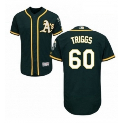 Mens Majestic Oakland Athletics 60 Andrew Triggs Green Flexbase Authentic Collection MLB Jersey