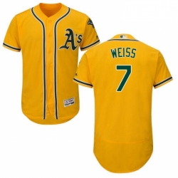 Mens Majestic Oakland Athletics 7 Walt Weiss Gold Alternate Flex Base Authentic Collection MLB Jersey