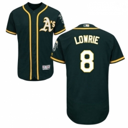 Mens Majestic Oakland Athletics 8 Jed Lowrie Green Alternate Flex Base Authentic Collection MLB Jersey