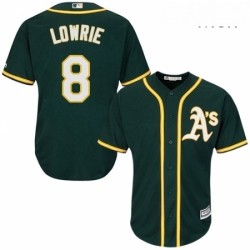 Mens Majestic Oakland Athletics 8 Jed Lowrie Replica Green Alternate 1 Cool Base MLB Jersey