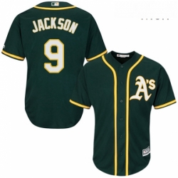 Mens Majestic Oakland Athletics 9 Reggie Jackson Replica Green Alternate 1 Cool Base MLB Jersey