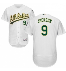 Mens Majestic Oakland Athletics 9 Reggie Jackson White Home Flex Base Authentic Collection MLB Jersey