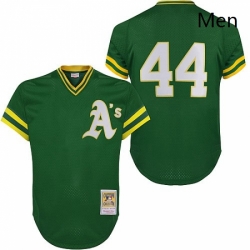 Mens Mitchell and Ness Oakland Athletics 34 Rollie Fingers Replica Green Throwback MLB Jersey