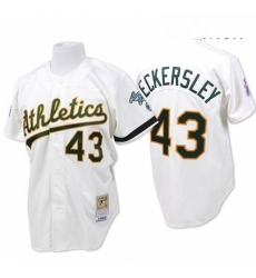 Mens Mitchell and Ness Oakland Athletics 43 Dennis Eckersley Authentic White Throwback MLB Jersey