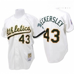Mens Mitchell and Ness Oakland Athletics 43 Dennis Eckersley Authentic White Throwback MLB Jersey