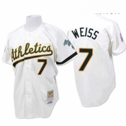 Mens Mitchell and Ness Oakland Athletics 7 Walt Weiss Replica White Throwback MLB Jersey