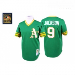 Mens Mitchell and Ness Oakland Athletics 9 Reggie Jackson Authentic Green Throwback MLB Jersey