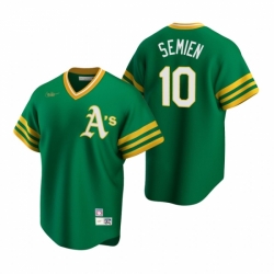 Mens Nike Oakland Athletics 10 Marcus Semien Kelly Green Cooperstown Collection Road Stitched Baseball Jerse