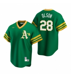 Mens Nike Oakland Athletics 28 Matt Olson Kelly Green Cooperstown Collection Road Stitched Baseball Jersey