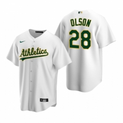 Mens Nike Oakland Athletics 28 Matt Olson White Home Stitched Baseball Jersey