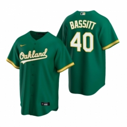 Mens Nike Oakland Athletics 40 Chris Bassitt Green Alternate Stitched Baseball Jersey