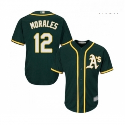 Mens Oakland Athletics 12 Kendrys Morales Replica Green Alternate 1 Cool Base Baseball Jersey 