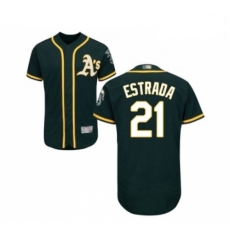 Mens Oakland Athletics 21 Marco Estrada Green Alternate Flex Base Authentic Collection Baseball Jersey