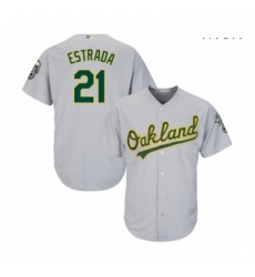 Mens Oakland Athletics 21 Marco Estrada Replica Grey Road Cool Base Baseball Jersey 