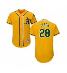 Mens Oakland Athletics 28 Matt Olson Gold Alternate Flex Base Authentic Collection Baseball Jersey
