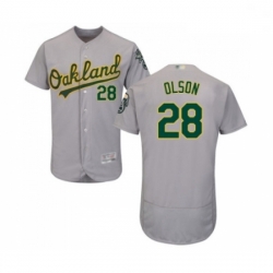 Mens Oakland Athletics 28 Matt Olson Grey Road Flex Base Authentic Collection Baseball Jersey
