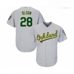 Mens Oakland Athletics 28 Matt Olson Replica Grey Road Cool Base Baseball Jersey 
