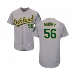 Mens Oakland Athletics 56 Fernando Rodney Grey Road Flex Base Authentic Collection Baseball Jersey