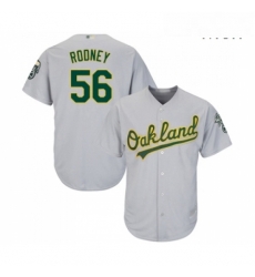 Mens Oakland Athletics 56 Fernando Rodney Replica Grey Road Cool Base Baseball Jersey 