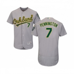 Mens Oakland Athletics 7 Cliff Pennington Grey Road Flex Base Authentic Collection Baseball Jersey