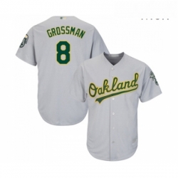 Mens Oakland Athletics 8 Robbie Grossman Replica Grey Road Cool Base Baseball Jersey 