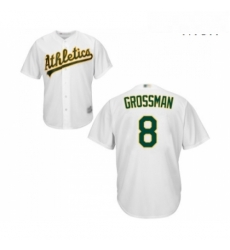 Mens Oakland Athletics 8 Robbie Grossman Replica White Home Cool Base Baseball Jerseyy 