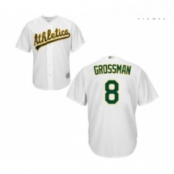 Mens Oakland Athletics 8 Robbie Grossman Replica White Home Cool Base Baseball Jerseyy 