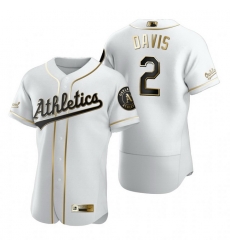 Oakland Athletics 2 Khris Davis White Nike Mens Authentic Golden Edition MLB Jersey