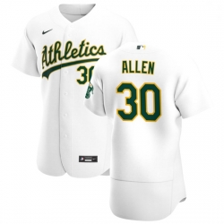 Oakland Athletics 30 Austin Allen Men Nike White Home 2020 Authentic Player MLB Jersey