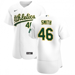 Oakland Athletics 46 Burch Smith Men Nike White Home 2020 Authentic Player MLB Jersey