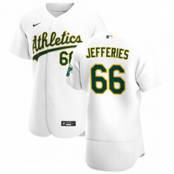 Oakland Athletics 66 Daulton Jefferies Men Nike White Home 2020 Authentic Player MLB Jersey