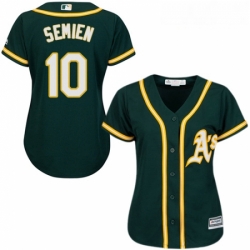 Womens Majestic Oakland Athletics 10 Marcus Semien Authentic Green Alternate 1 Cool Base MLB Jersey