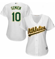 Womens Majestic Oakland Athletics 10 Marcus Semien Authentic White Home Cool Base MLB Jersey