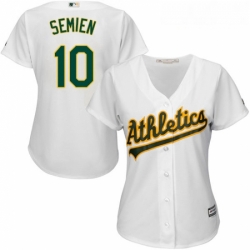 Womens Majestic Oakland Athletics 10 Marcus Semien Replica White Home Cool Base MLB Jersey