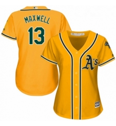 Womens Majestic Oakland Athletics 13 Bruce Maxwell Authentic Gold Alternate 2 Cool Base MLB Jersey 
