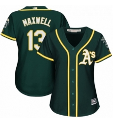 Womens Majestic Oakland Athletics 13 Bruce Maxwell Authentic Green Alternate 1 Cool Base MLB Jersey 