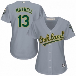 Womens Majestic Oakland Athletics 13 Bruce Maxwell Authentic Grey Road Cool Base MLB Jersey 