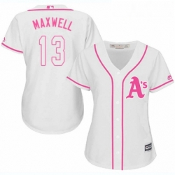 Womens Majestic Oakland Athletics 13 Bruce Maxwell Authentic White Fashion Cool Base MLB Jersey 