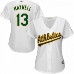 Womens Majestic Oakland Athletics 13 Bruce Maxwell Replica White Home Cool Base MLB Jersey 