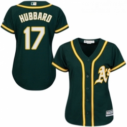 Womens Majestic Oakland Athletics 17 Glenn Hubbard Authentic Green Alternate 1 Cool Base MLB Jersey