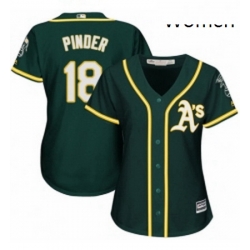 Womens Majestic Oakland Athletics 18 Chad Pinder Authentic Green Alternate 1 Cool Base MLB Jersey 