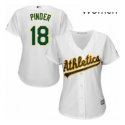 Womens Majestic Oakland Athletics 18 Chad Pinder Authentic White Home Cool Base MLB Jersey 