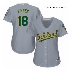 Womens Majestic Oakland Athletics 18 Chad Pinder Replica Grey Road Cool Base MLB Jersey 